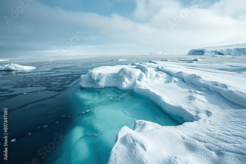 melting of ice at the north pole. generative ai photo