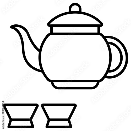 Chinese Tea Pot And Tea Cups