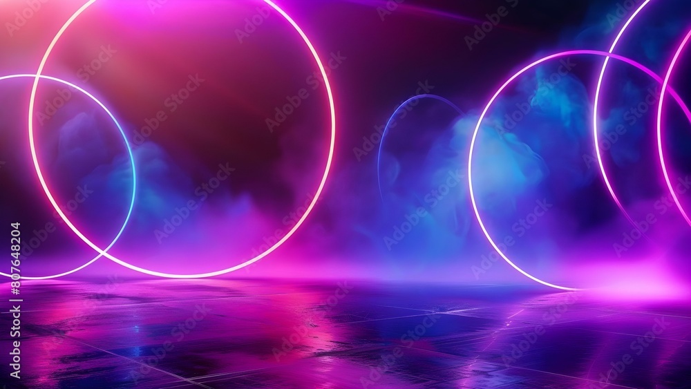 Neon pink and blue 3D shapes with ultraviolet light in retro style. Concept Neon Lights, 3D Shapes, Ultraviolet Light, Retro Style Neon pink and blue 3D shapes with ultraviolet light in retro style. Concept Neon Lights, 3D Shapes, Ultraviolet Light, Retro Style