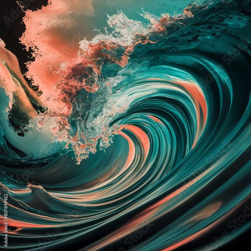 abstract watercolor Isolated blue ocean waves background © Z Unique stock