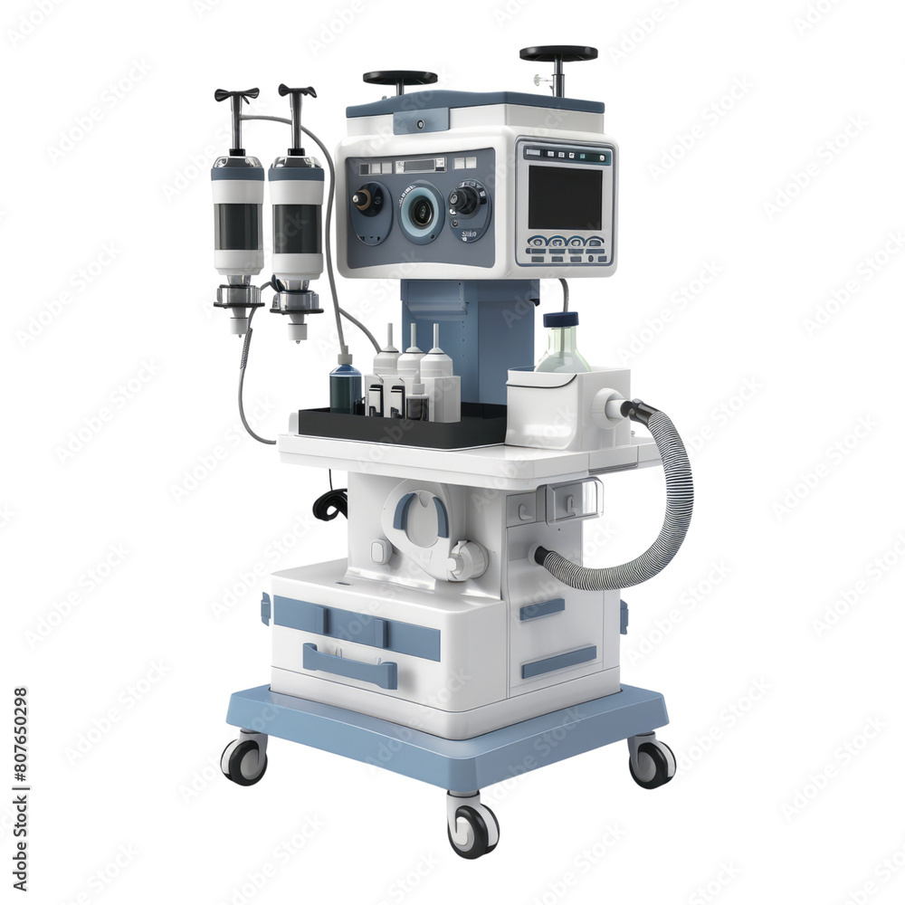 Computerized Automatic Anesthesia Machine Isolated on transparent background.