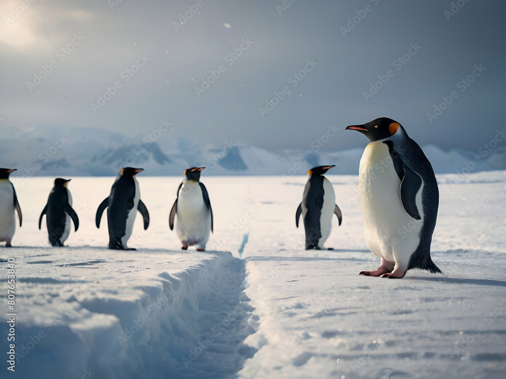 Obraz premium penguins in the snow