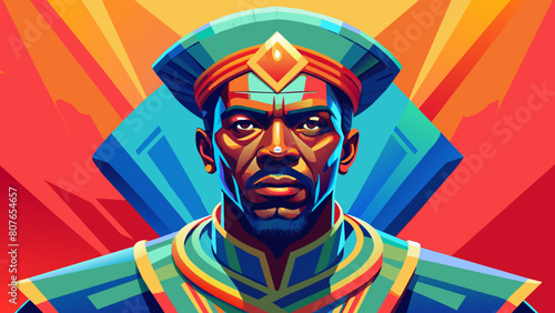 a dignified Angolan man with a commanding presence and eyes that reflect the resilience and determination of his people. His strong, angular features speak of generations of strength