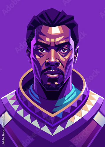a dignified Angolan man with a commanding presence and eyes that reflect the resilience and determination of his people. His strong, angular features speak of generations of strength