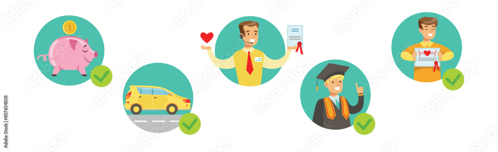 Insurance Concept as Different Sphere Security and Protection Vector Set Insurance Concept as Different Sphere Security and Protection Vector Set