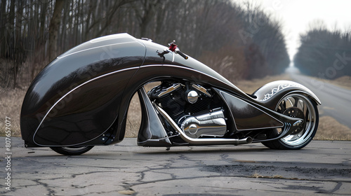 A drag racing motorcycle with a streamlined, aerodynamic profile