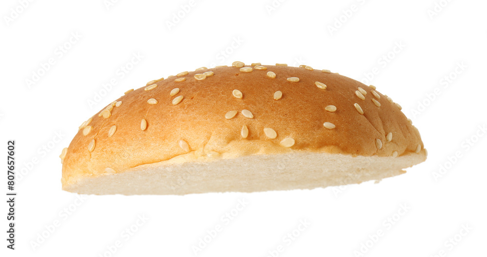 Half of fresh burger bun isolated on white Half of fresh burger bun isolated on white