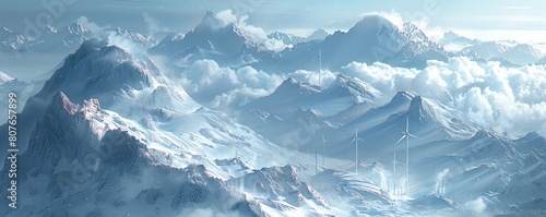 wind generators on a cloudy ridge © Coosh448