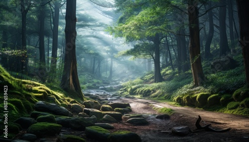 Creek which flow trough a forest. A korean forrest.