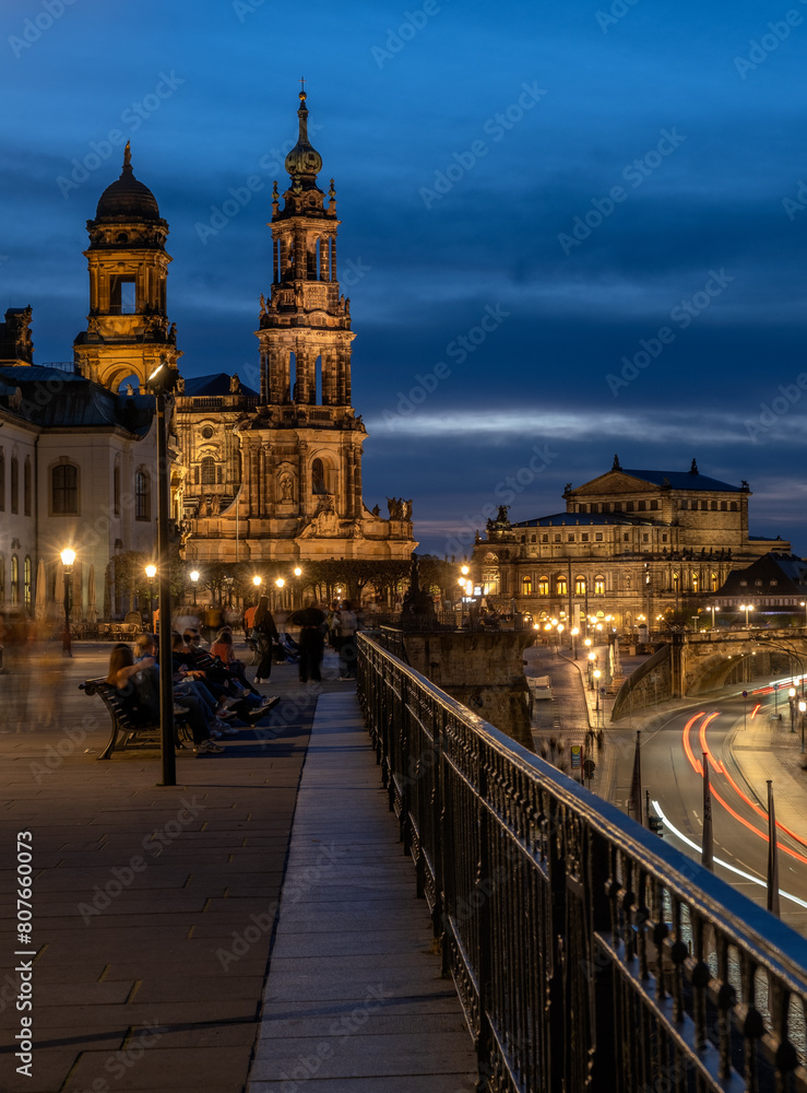 Fototapeta premium Evening landscape and view of the church and architecture in the city of Dresden,Germany.