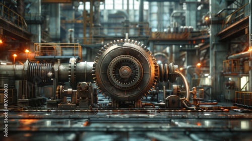A factory with gears, symbolizing the industrial machine.