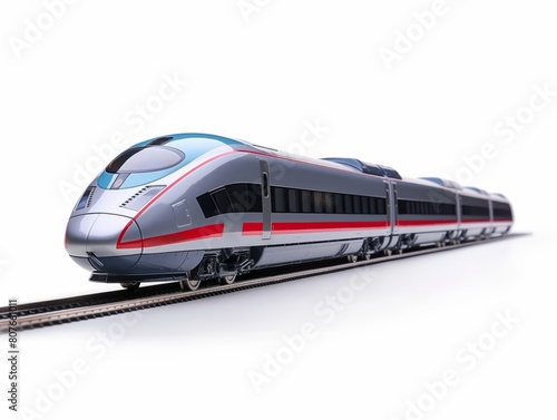 A sleek and modern high-speed train with a dynamic design on isolated white background, showcasing the concept of futuristic travel.