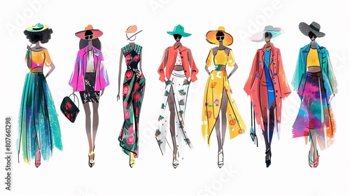 Contemporary and colorful fashion illustrations