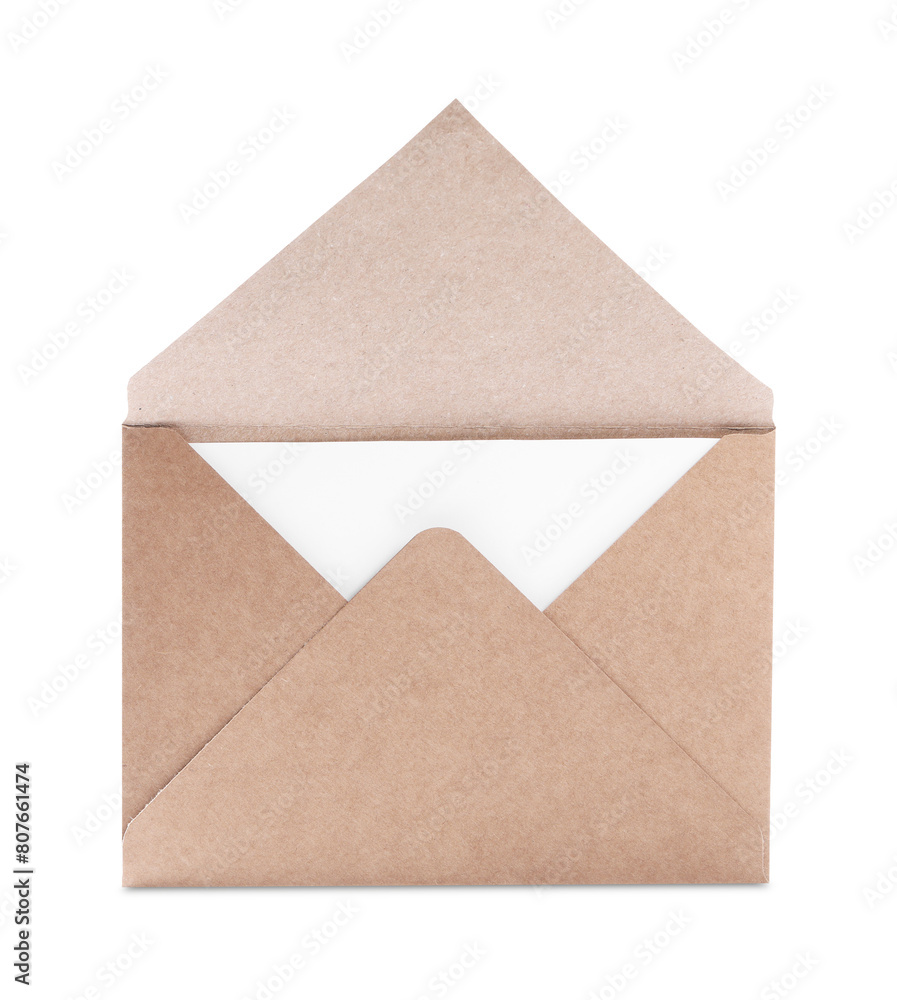 Letter envelope with card on white background Letter envelope with card on white background