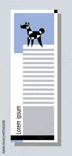 Laika. Dog breed silhouette. Vertical web banner templates. Avantgarde graphic style. Vector illustration on an abstract background.