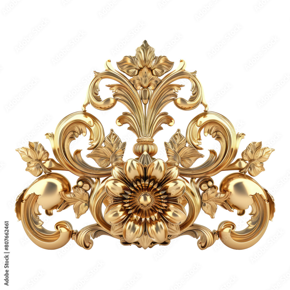 Golden baroque Isolated on transparent background.