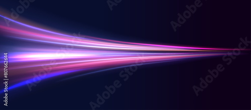 Shining lights in motion with small particles. Ring of fire, Plasma ring on a dark background. eon stripes in the form of drill, turns and swirl.	