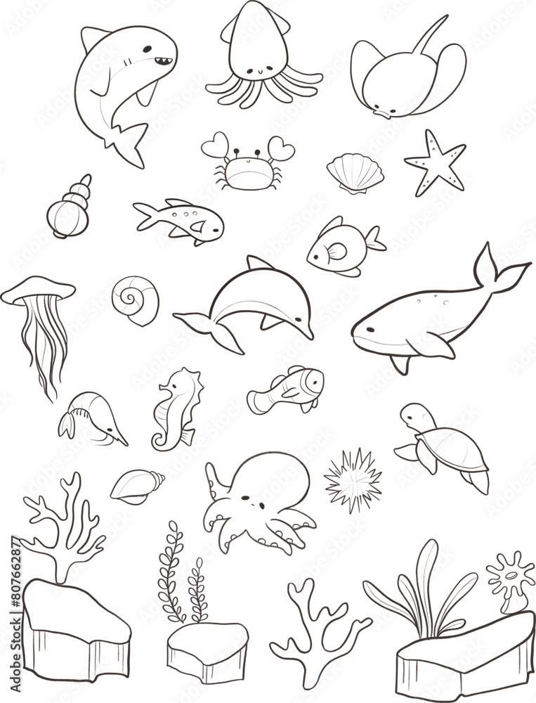 Ocean sea animal coral cartoon Ocean sea animal coral cartoon