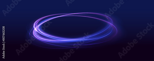 Vector swirl trail effect. Abstract vector fire circles, sparkling swirls and energy light spiral frames. 