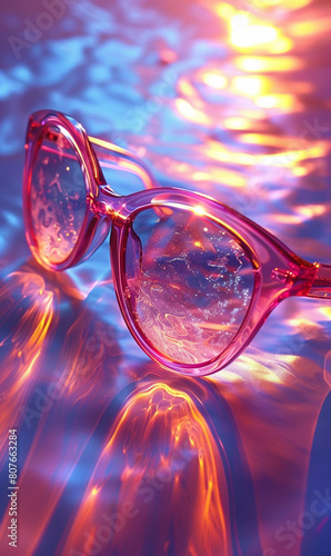 Pink Sunglasses Floating on Water © Ольга Дорофеева