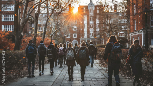 Wallpaper Mural A group of individuals are walking down a sidewalk, moving in the same direction Torontodigital.ca