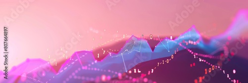 Computergenerated graph with pink and purple skyinspired background photo