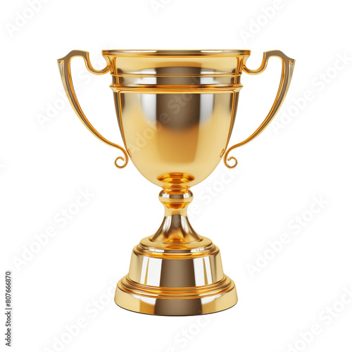 The image shows a gold trophy. Isolated on transparent background.