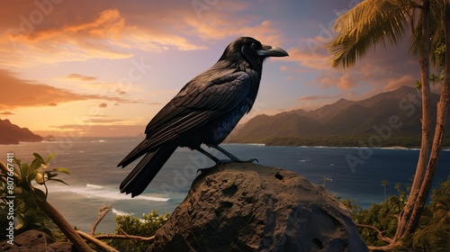 crow on the beach photo