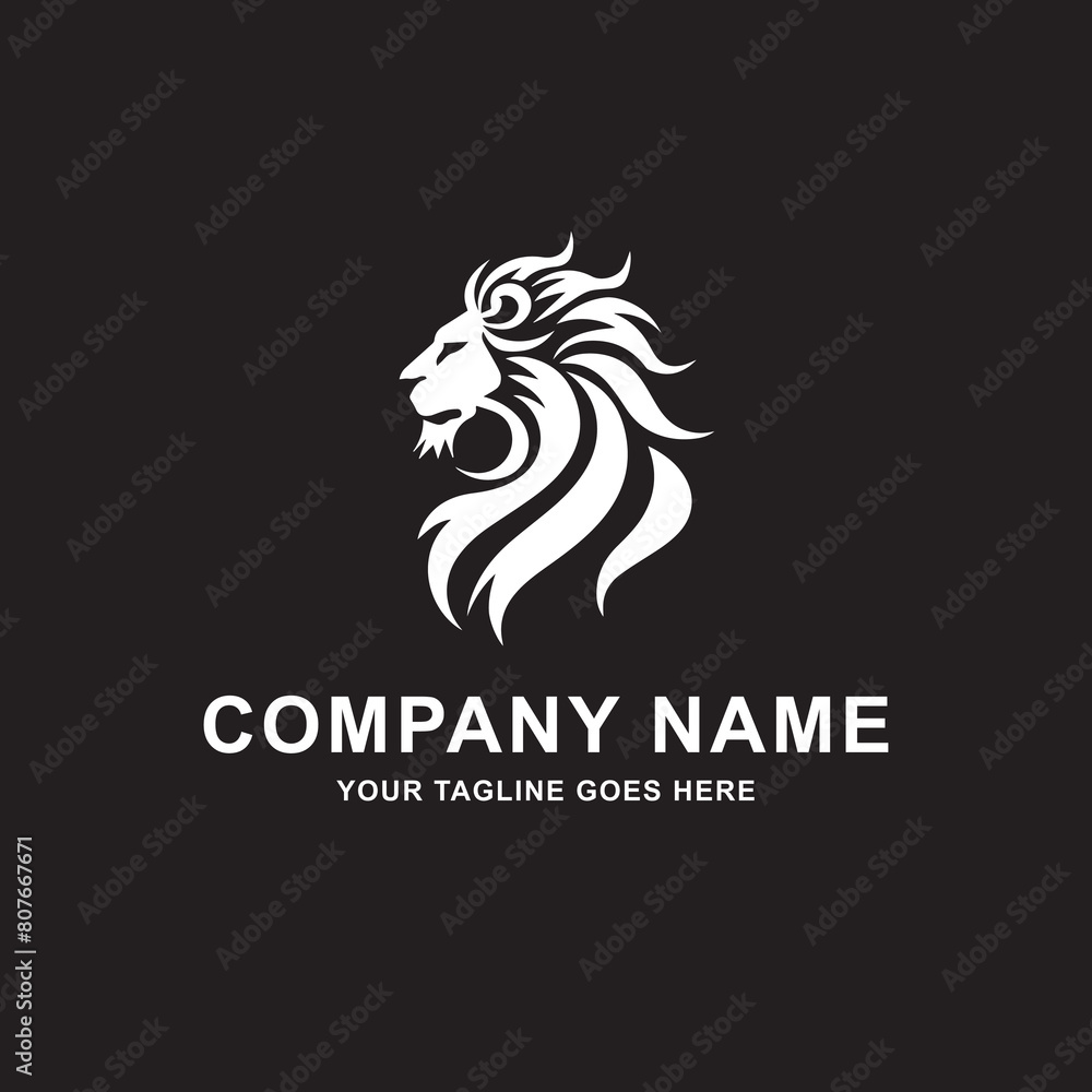 Minimalist lion logo for companies and startups