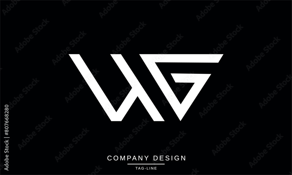Fototapeta premium WG, GW Abstract Letters Logo Monogram Design Font Icon Vector Initials