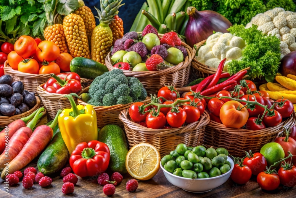 Assorted Fruits and Vegetables Display Assorted Fruits and Vegetables Display
