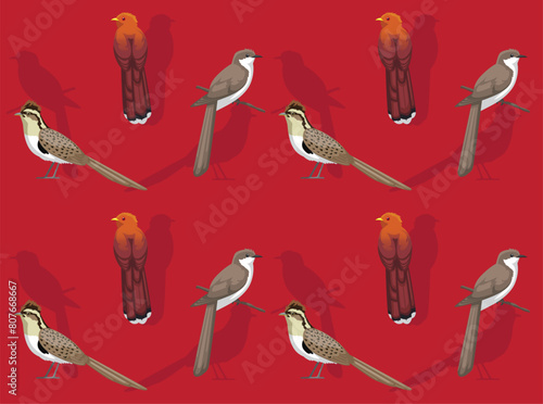 Bird Little Cuckoo Cartoon Cute Seamless Wallpaper Background photo