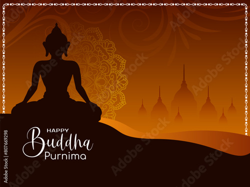 Happy Buddha Purnima religious Indian festival celebration card