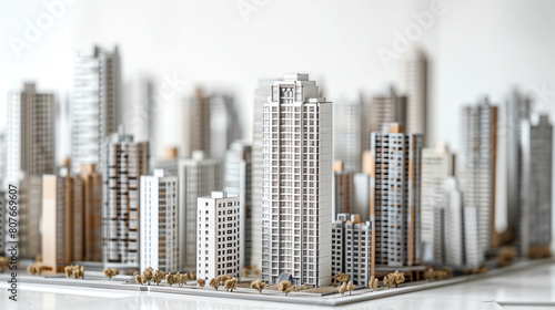 A miniature model of a modern city.