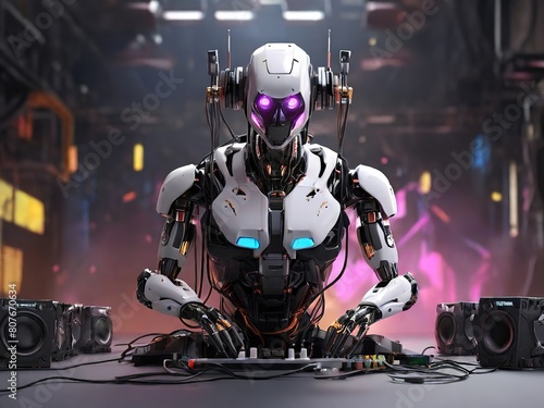 DJ Robot has 4K resolution, 3D rendering, printing, concept art, liveliness.