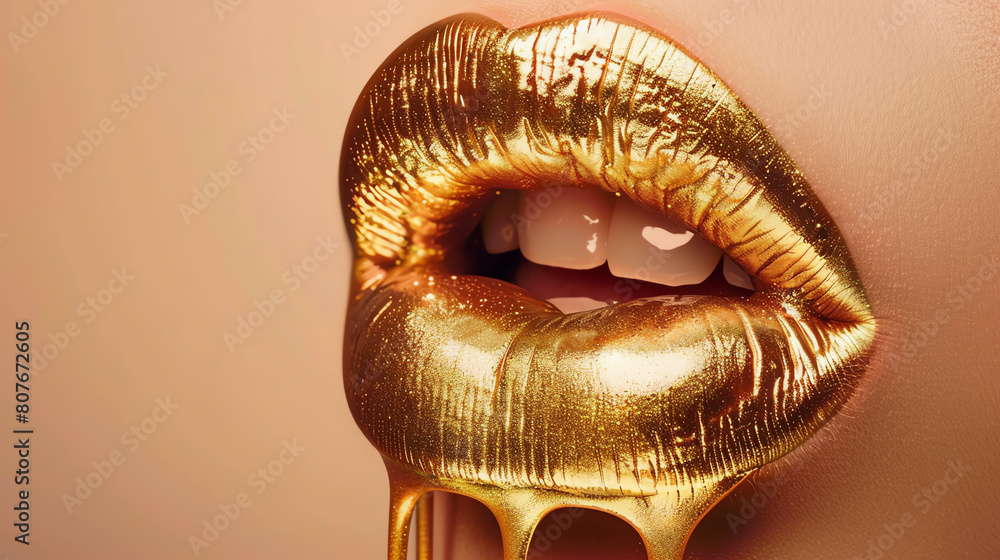 Enhance the image of golden lips with realistic details and textures, and add a subtle hint of elegance. Enhance the image of golden lips with realistic details and textures, and add a subtle hint of elegance.