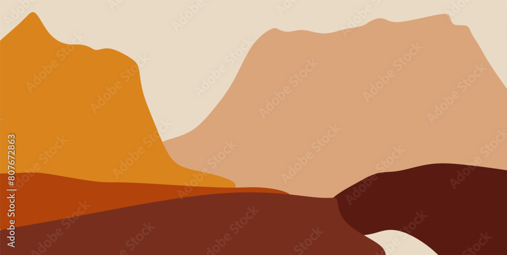 Abstract mountain bohemian landscape vector illustration