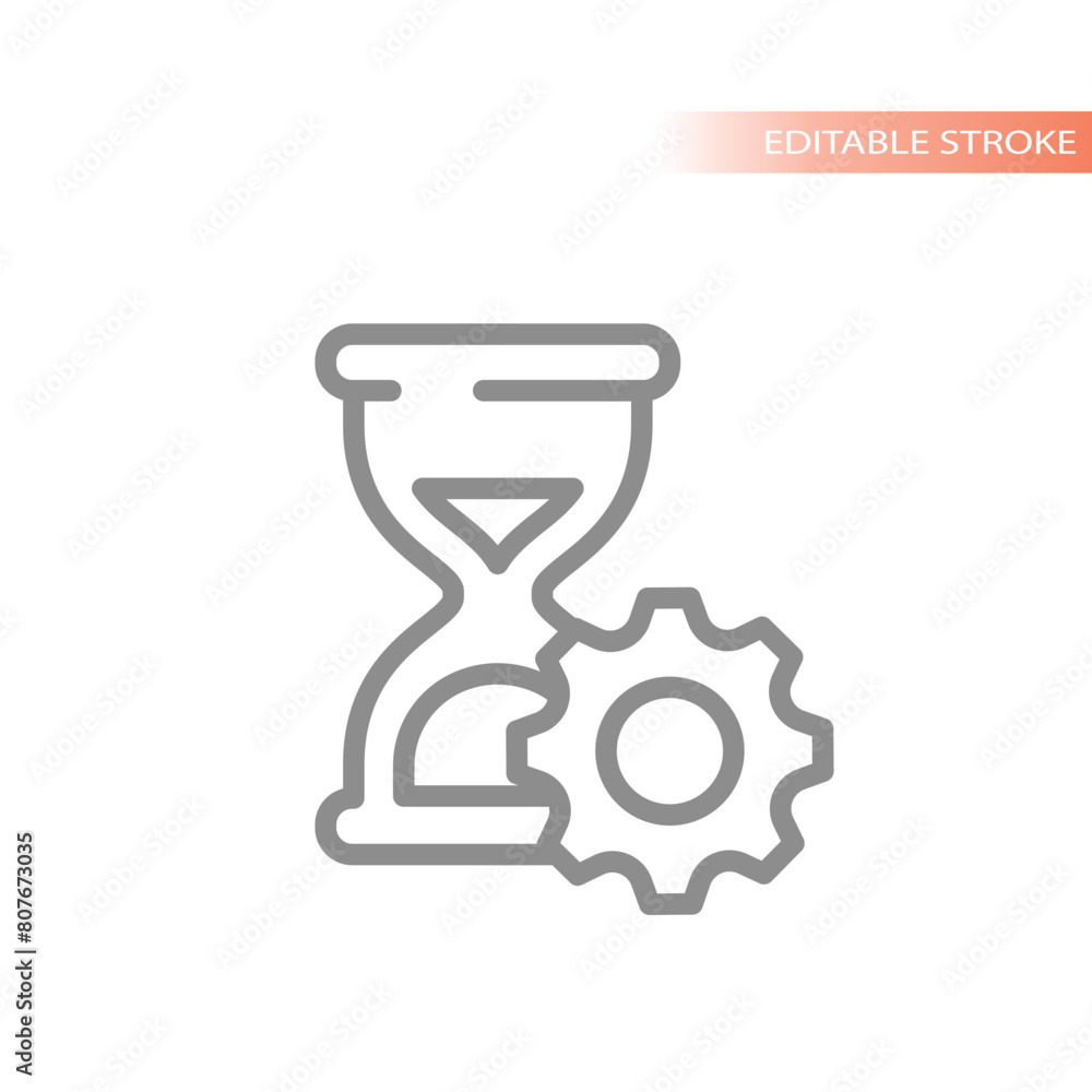 Time management and planning line icon. Hourglass and gear, business schedule vector. Time management and planning line icon. Hourglass and gear, business schedule vector.