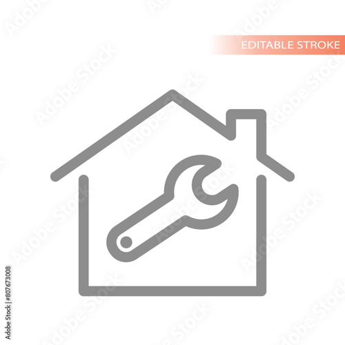 Home repair, house construction icon. Home improvement, contractor vector.
