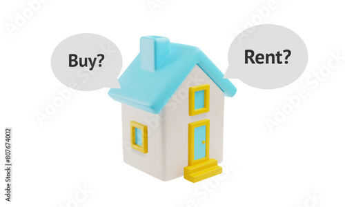 Wallpaper Mural 3D vector image of a house complemented by speech bubbles on an isolated background. Torontodigital.ca