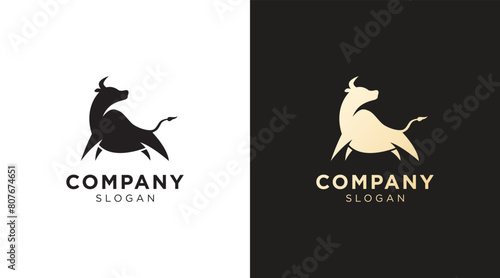 Buffalo cow ox bull head logo design template
