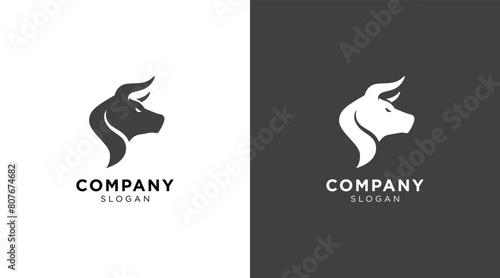 Buffalo cow ox bull head logo design template