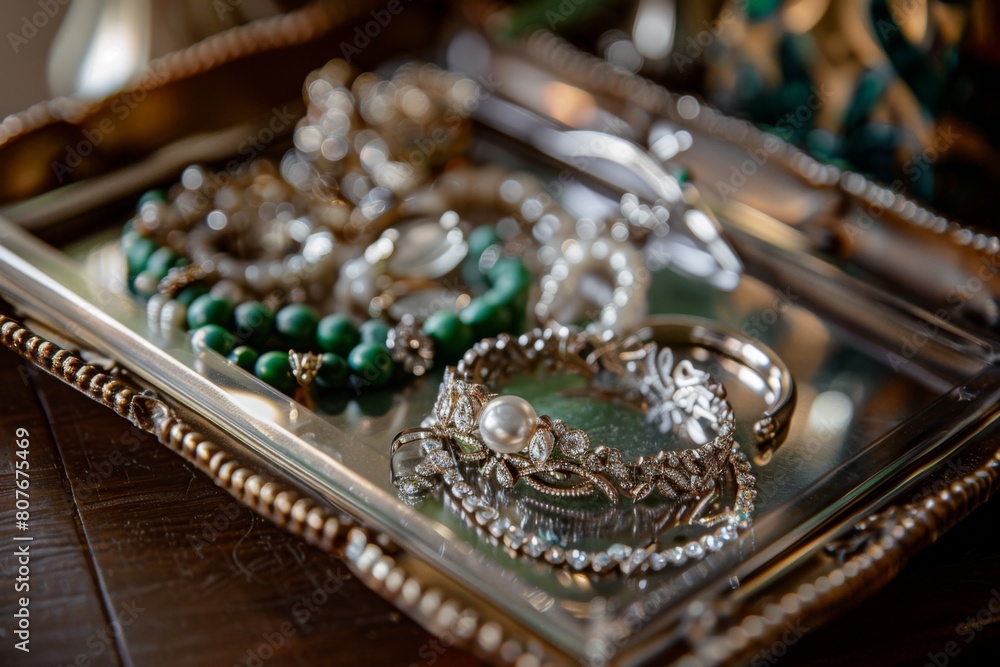 Elegant olive jewelry displayed Elegant olive jewelry displayed
