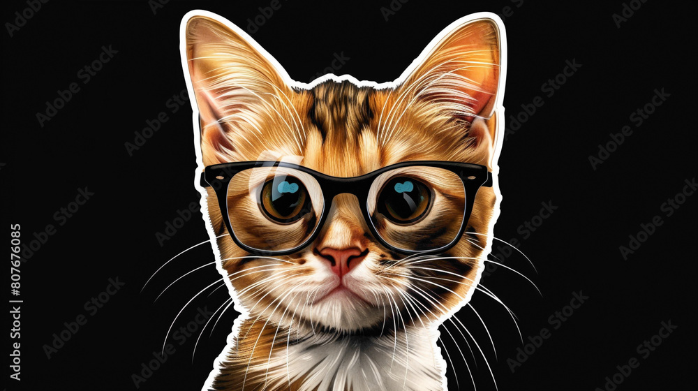 Cute and adorable wallpaper of kitty wearing attractive glasses. Cute Cat wallpaper.