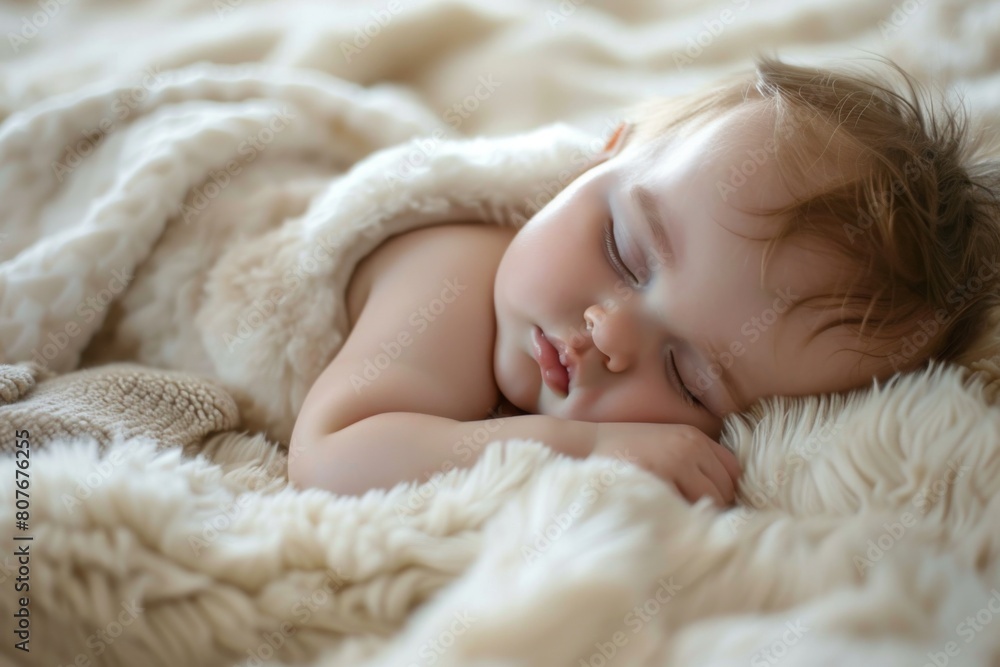Soft and serene portrait of a baby sleeping Soft and serene portrait of a baby sleeping