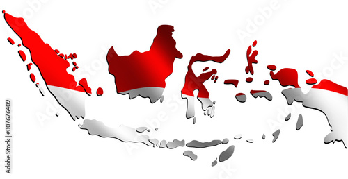 Indonesian Map Country colorized by flag photo