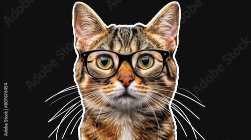 Cute and adorable wallpaper of kitty wearing attractive glasses. Cute Cat wallpaper. photo