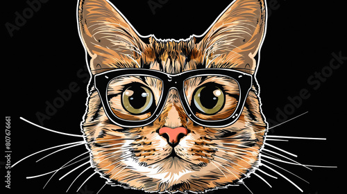 Cute and adorable wallpaper of kitty wearing attractive glasses. Cute Cat wallpaper. photo