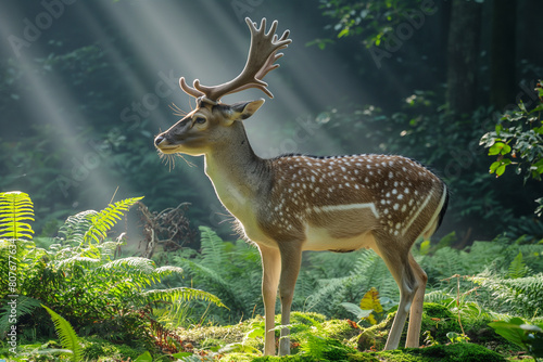 Portrait of young deer in the forest