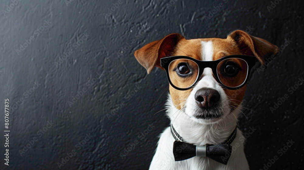 A attractive Dog wallpaper. Dog wearing glasess wallpaper with black background. A attractive Dog wallpaper. Dog wearing glasess wallpaper with black background.